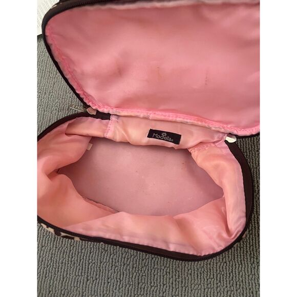 MODELLA MAKEUP Bag Pink Black White Leopard Print - Picture 2 of 4